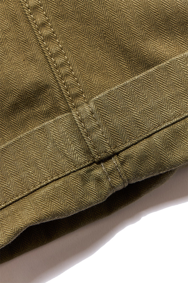 Pure Blue Japan Woven Sulfur Dyed Herringbone Work Pants - Olive