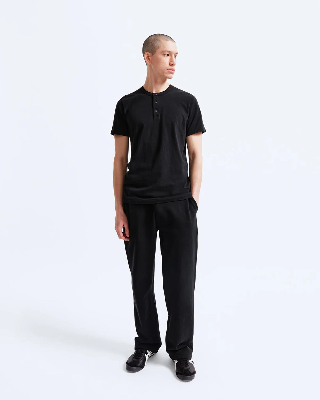 Reigning Champ Lightweight Jersey Henley - Black