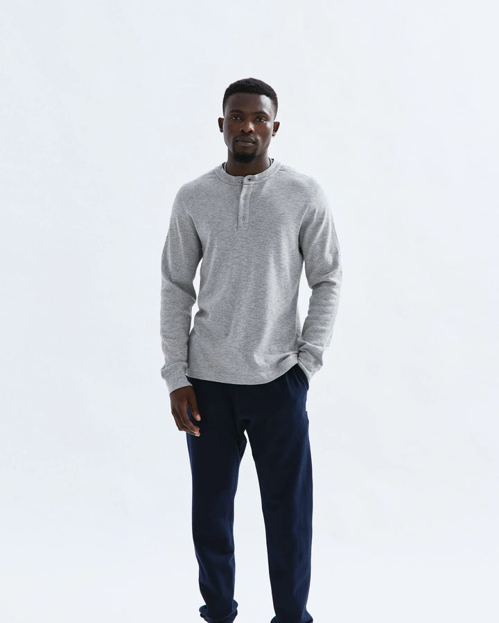 Reigning Champ 1 X 1 Slub Henley - Heather Grey