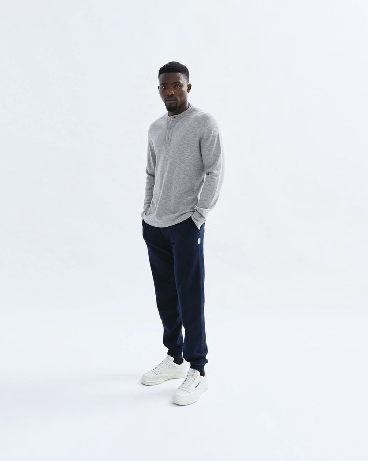 Reigning Champ 1 X 1 Slub Henley - Heather Grey