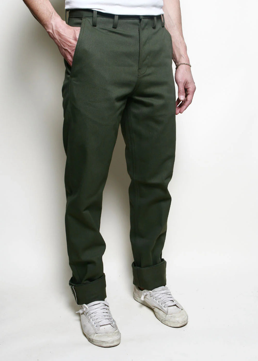 Rogue Territory Officer Trousers High - Olive Selvedge