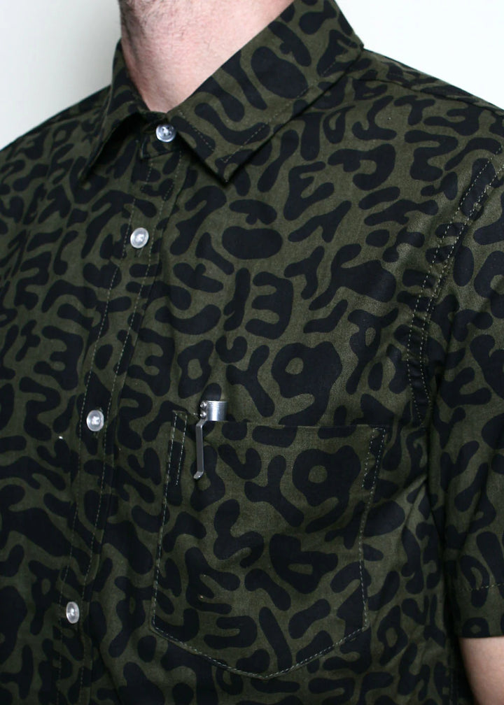 Rogue Territory Short Sleeve Oxford Shirt - Alphabet Camo Olive