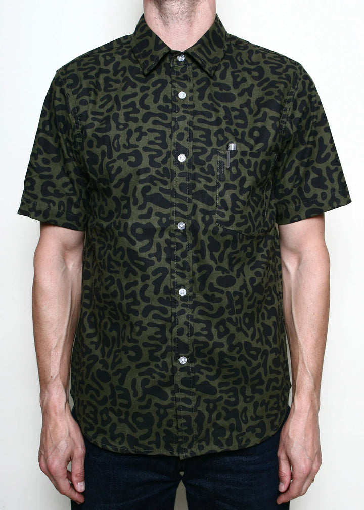 Rogue Territory Short Sleeve Oxford Shirt - Alphabet Camo Olive