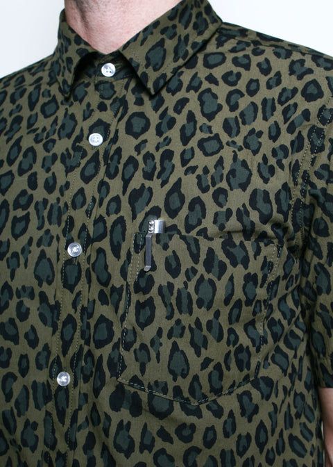 Rogue Territory Oxford Short Sleeve - Olive Cheetah Camo