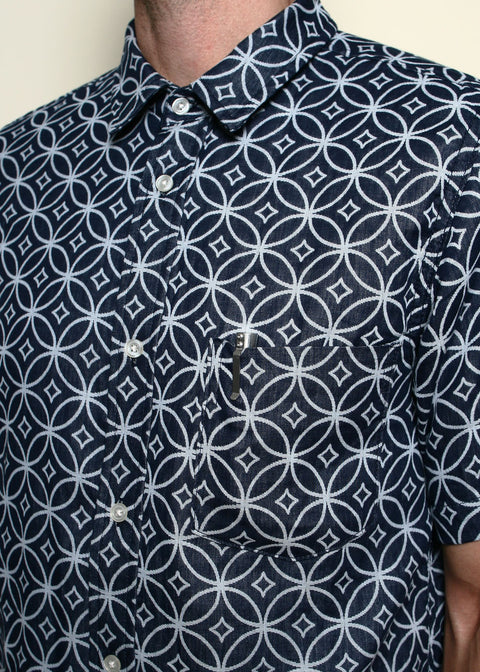 Rogue Territory Oxford Short Sleeve - Indigo Shippo