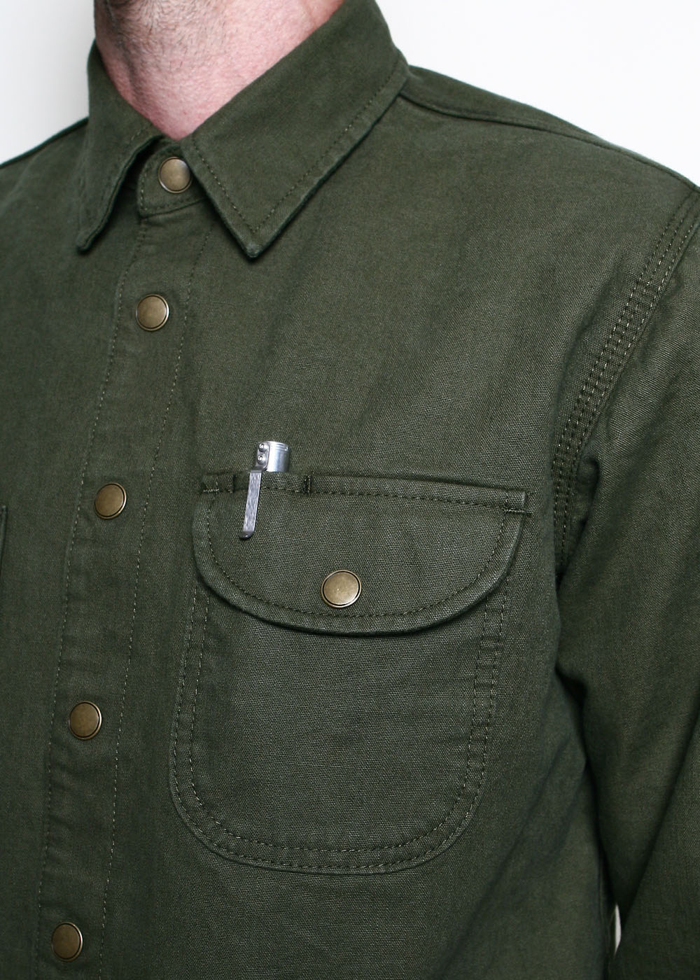 Rogue Territory Dyed Canvas Work Shirt - Olive