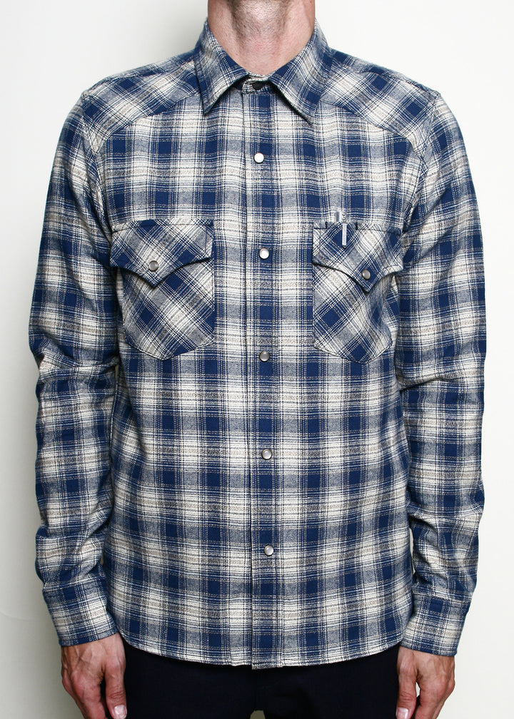 Rogue Territory Western Shirt - Navy Plaid