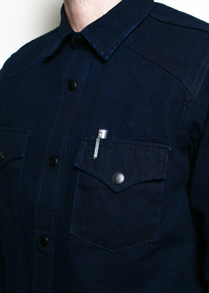 Rogue Territory Western Shirt - Rinsed Indigo Selvedge Canvas