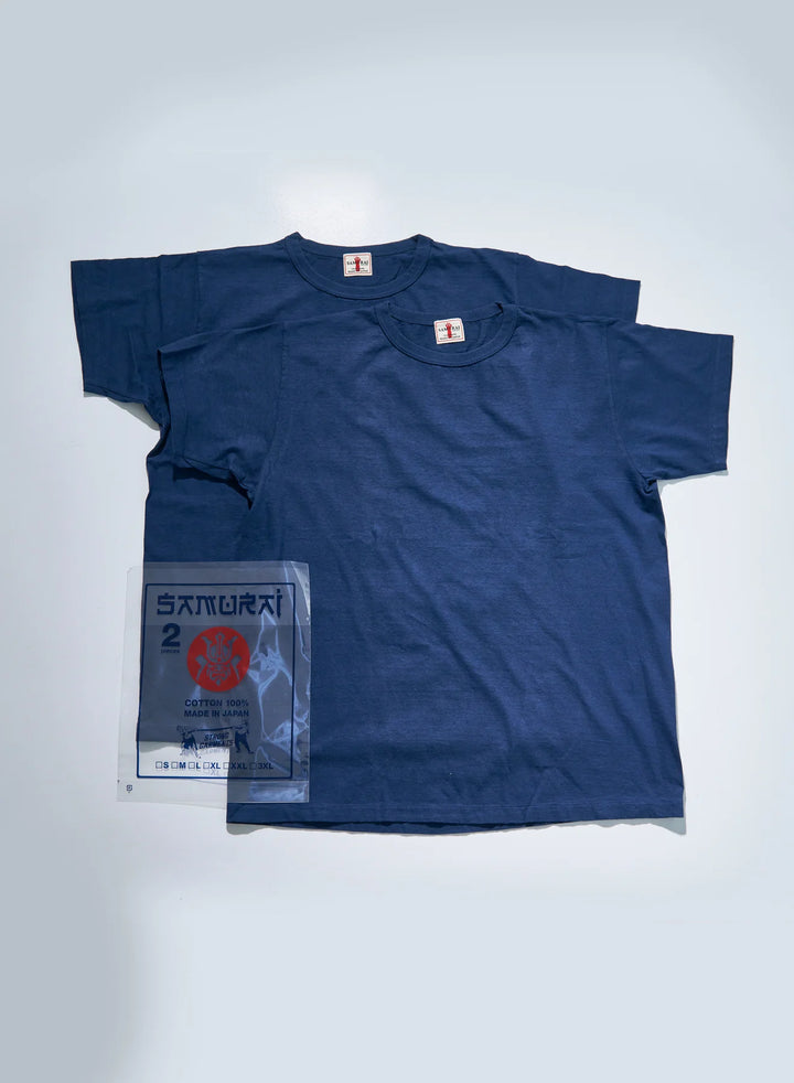 Samurai Crew Neck 2-Pack T-Shirt Plain - Navy [SJ2PST]