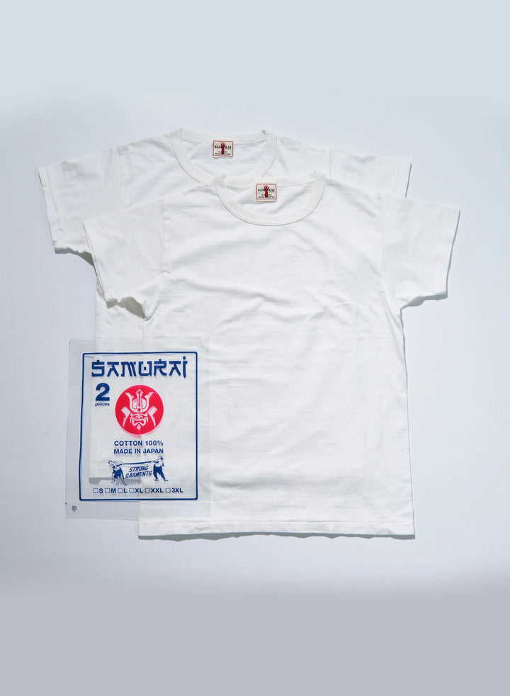 Samurai Crew Neck 2-Pack T-Shirt Plain - White [SJ2PST]
