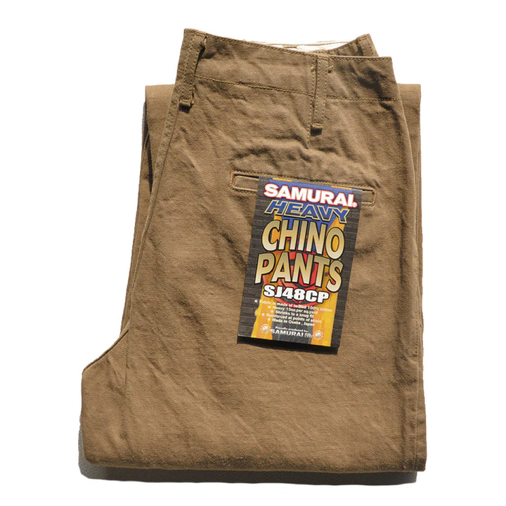 Samurai Heavy Chino Wide Trousers - Khaki [SJ48CP]