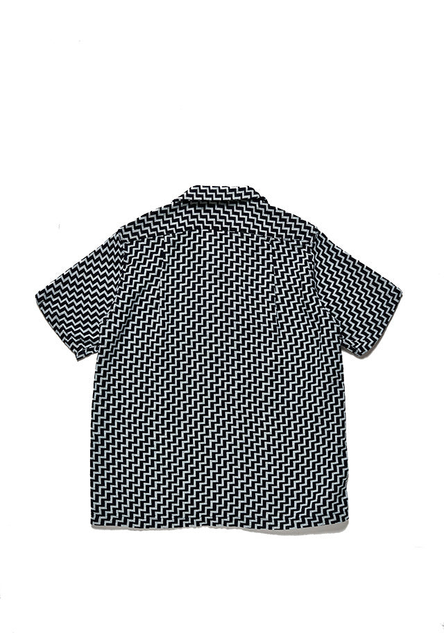 Pure Blue Japan Jacquard Open Collar Short Sleeve Shirt - Saw [SS-2232-2]