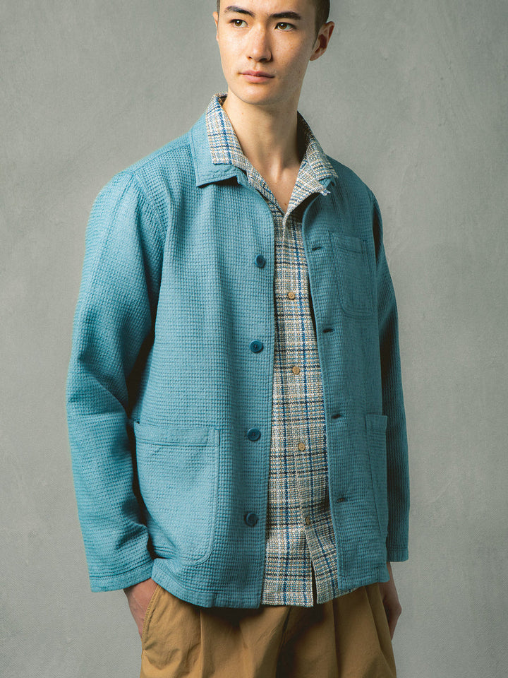 Kestin - Ormiston Jacket in Denim Blue Linen Waffle
