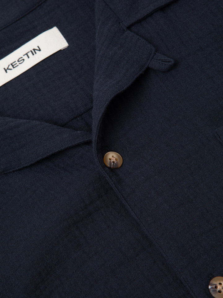 Kestin - Crammond Shirt in Navy Double Gauze Cotton
