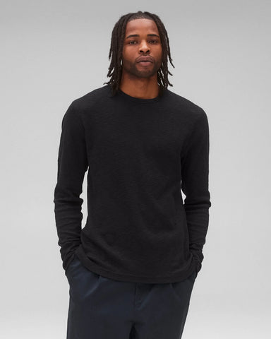 Reigning Champ 1X1 Slub Slim Long Sleeve - Black