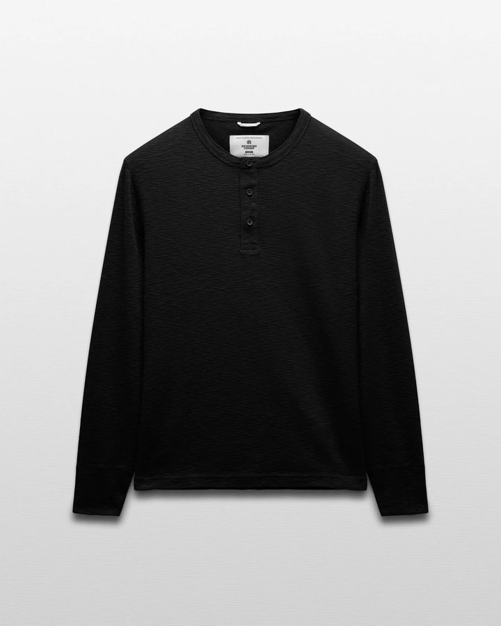 Reigning Champ 1X1 Slub Slim Henley - Black
