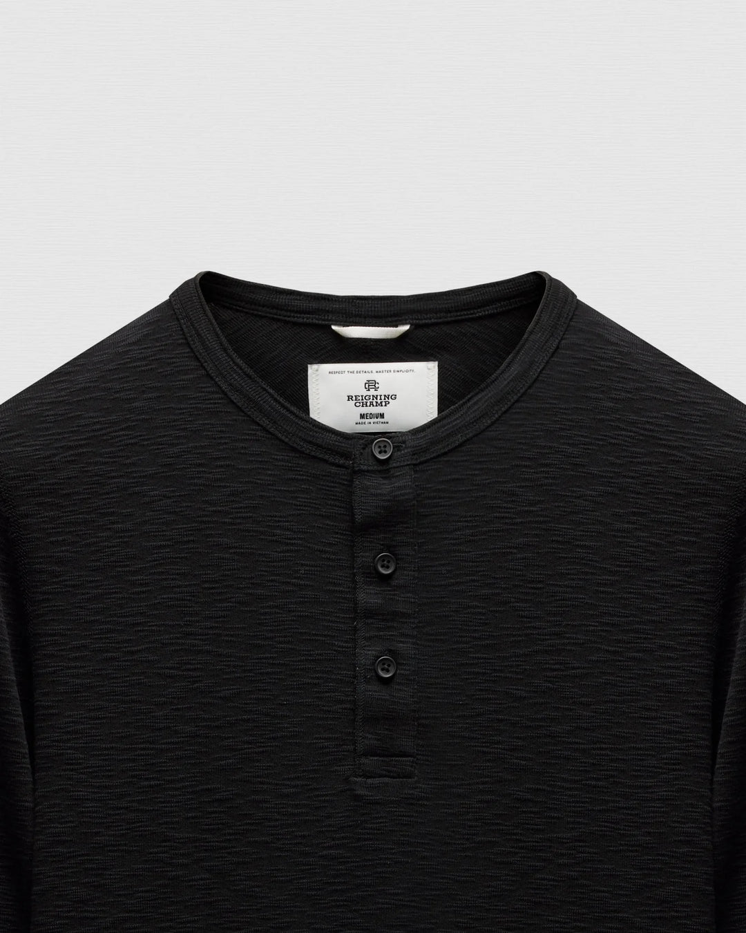 Reigning Champ 1X1 Slub Slim Henley - Black