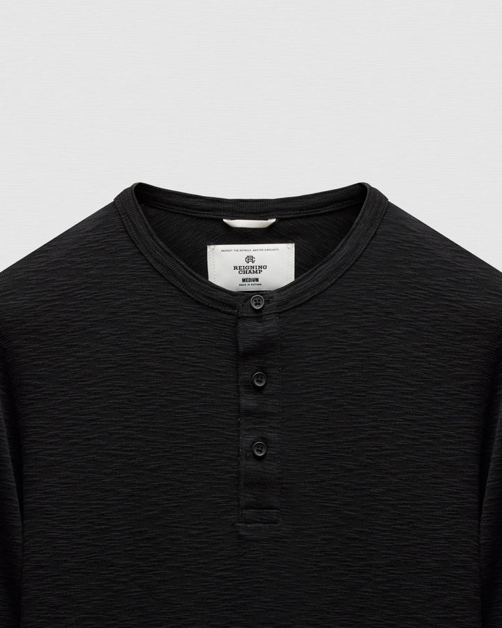 Reigning Champ 1X1 Slub Slim Henley - Black