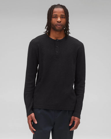 Reigning Champ 1X1 Slub Slim Henley - Black