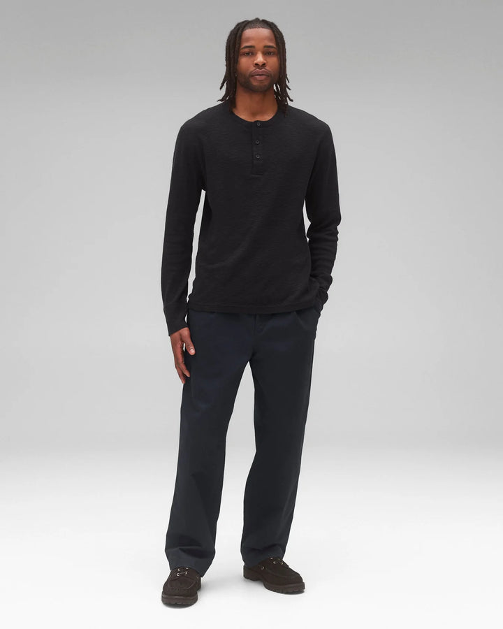 Reigning Champ 1X1 Slub Slim Henley - Black