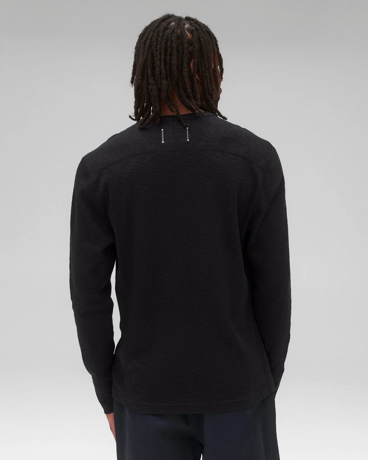 Reigning Champ 1X1 Slub Slim Henley - Black