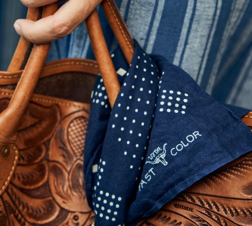 Wythe Indigo Discharge Selvedge Bandana - Indigo