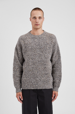 Norse Projects Jonas Donegal Diamond Sweater - Grey Melange