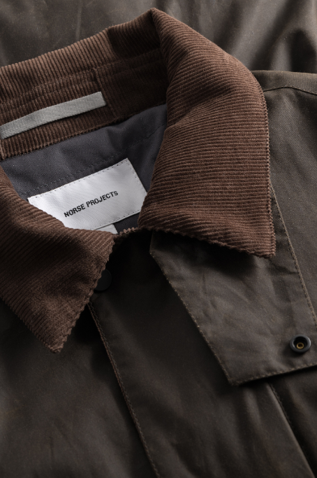 Norse Projects Holmen Wax Fishing Jacket - Beech Green