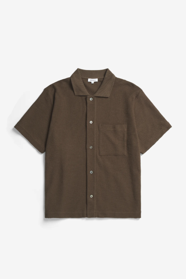 Norse Projects Gustav Crochet Jersey Shirt - Chestnut