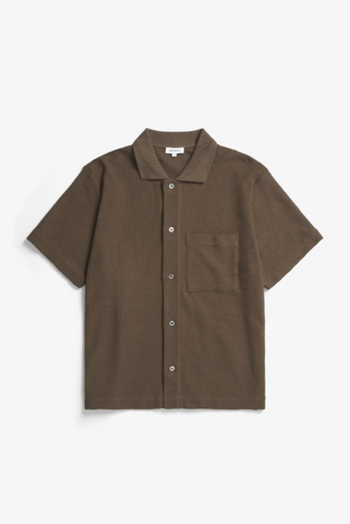 Norse Projects Gustav Crochet Jersey Shirt - Chestnut