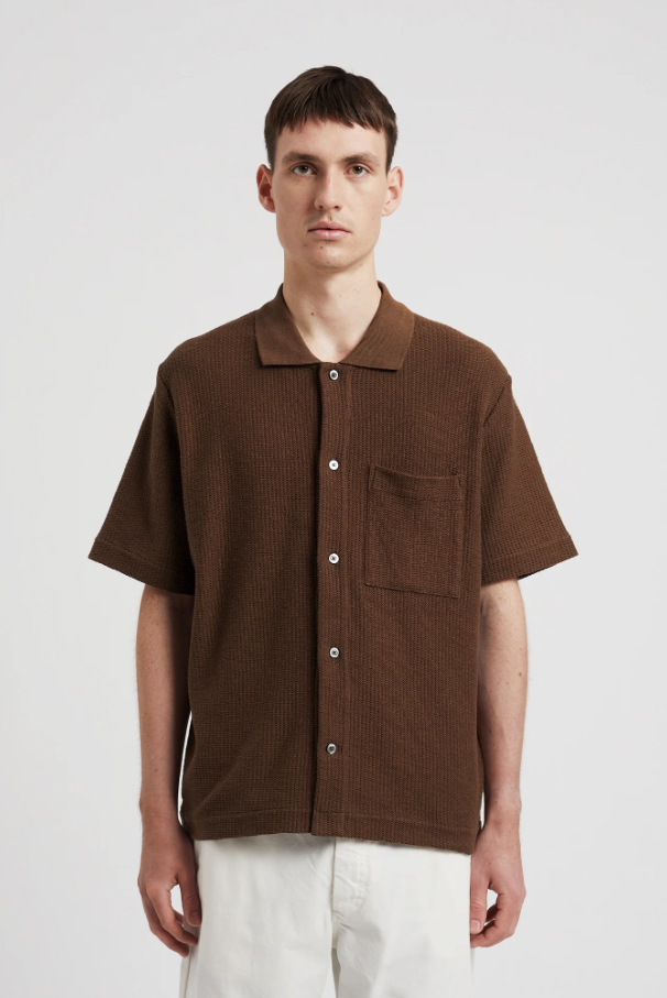 Norse Projects Gustav Crochet Jersey Shirt - Chestnut