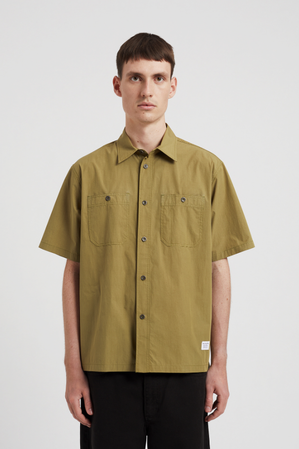 Norse Projects Ivan Tech Poplin Short Sleeve Shirt - Moss Green