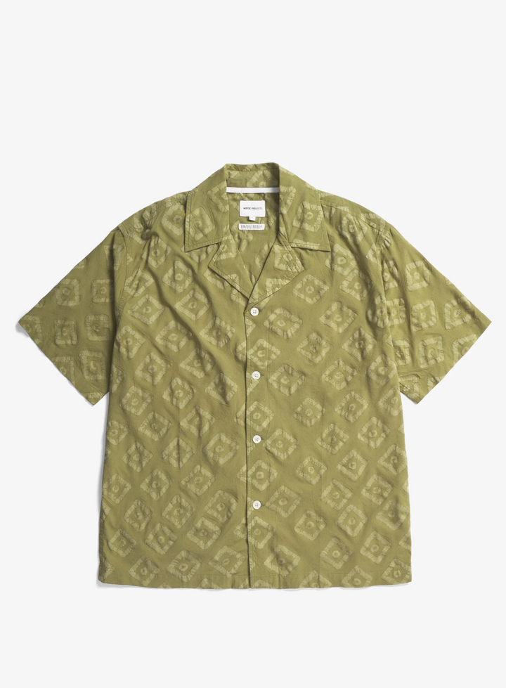 Norse Projects Mads Batik Short Sleeve Shirt - Moss Green