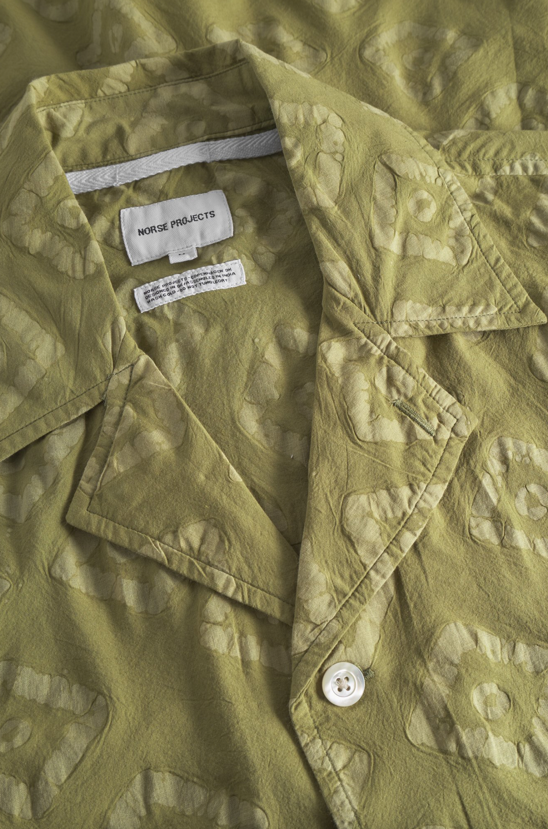 Norse Projects Mads Batik Short Sleeve Shirt - Moss Green