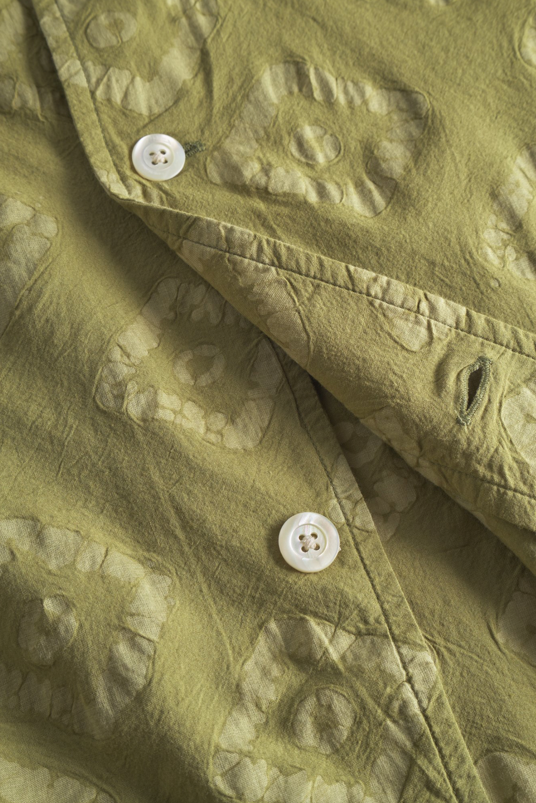 Norse Projects Mads Batik Short Sleeve Shirt - Moss Green