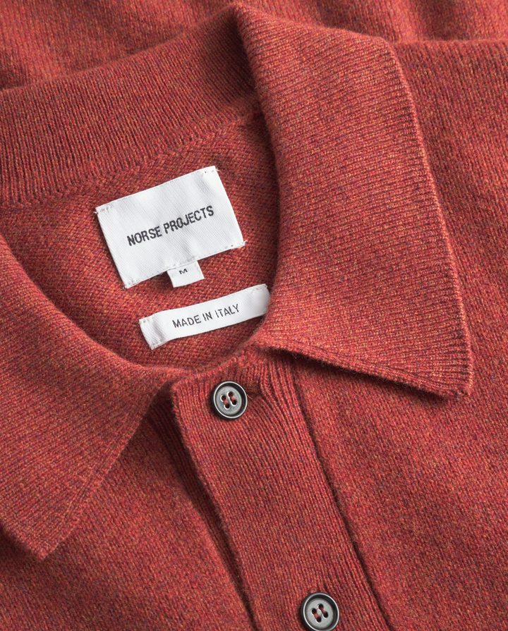 Norse Projects Standard Merino Lambswool Polo - Brick