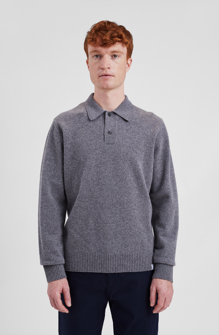 Norse Projects Standard Merino Lambswool Polo - Grey Melange