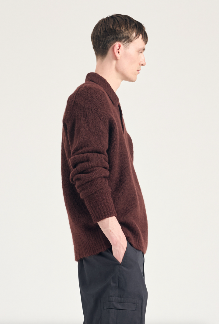 Norse Projects Rasmus Relaxed Brushed Polo - Mahogany