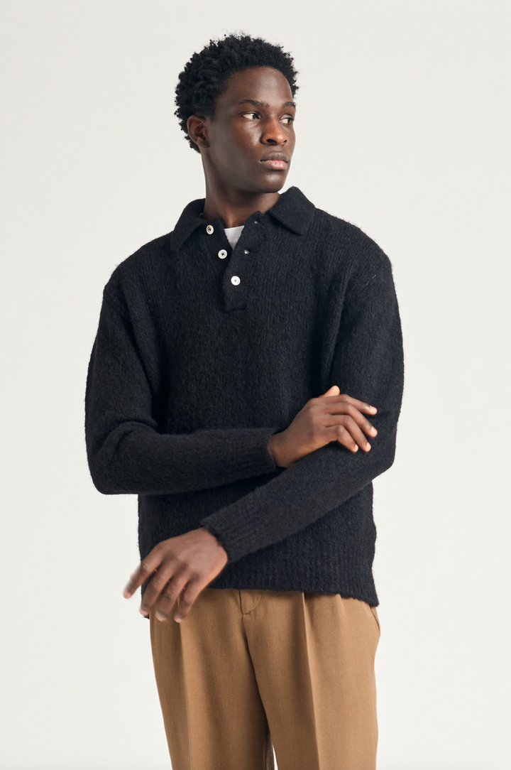 Norse Projects Rasmus Relaxed Brushed Polo - Black