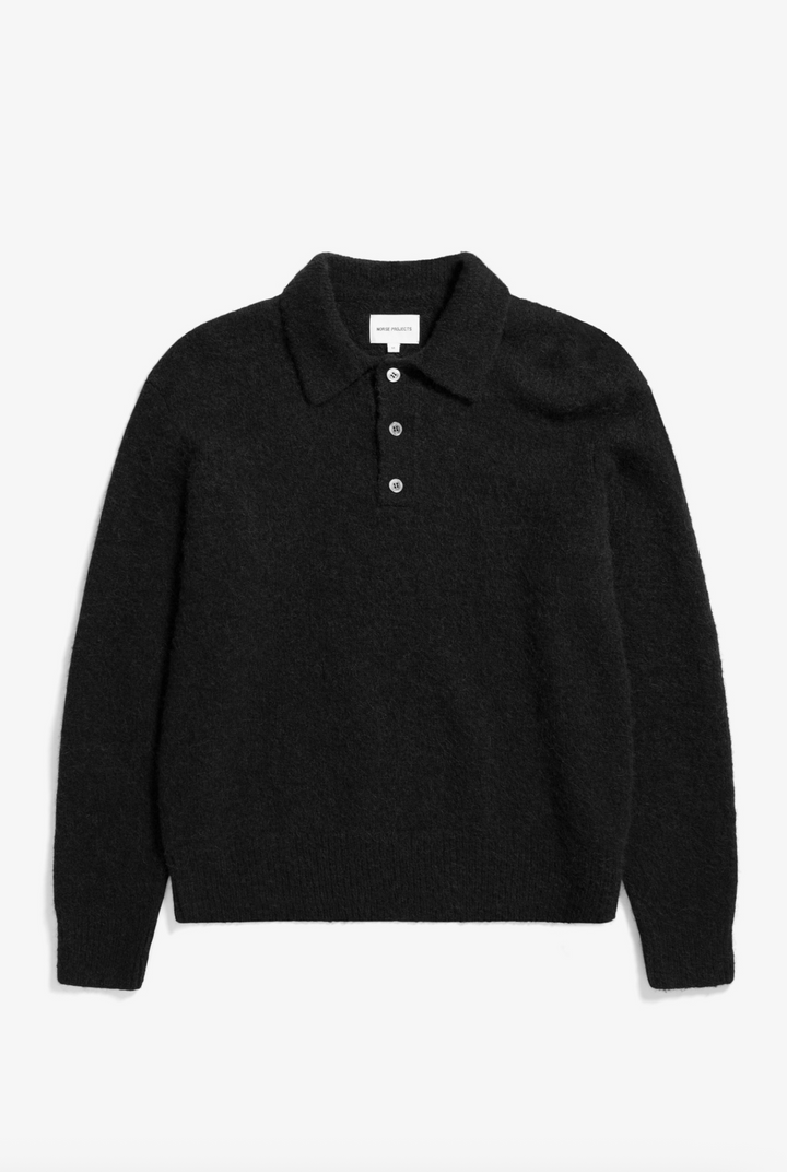 Norse Projects Rasmus Relaxed Brushed Polo - Black