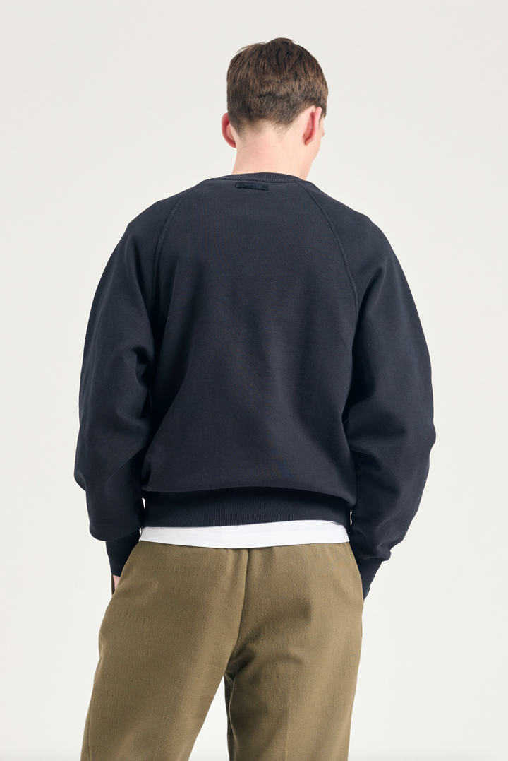 Norse Projects Tyr Relaxed Organic Loopback Raglan Crew - Dark Navy