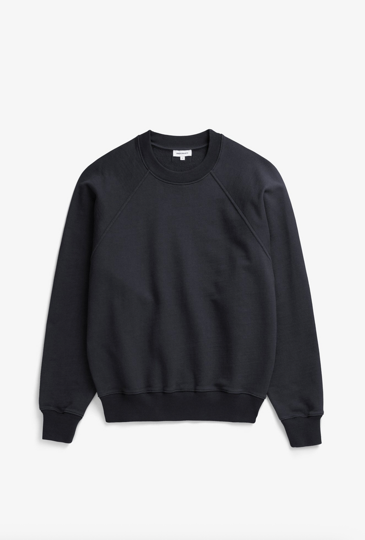 Norse Projects Tyr Relaxed Organic Loopback Raglan Crew - Dark Navy
