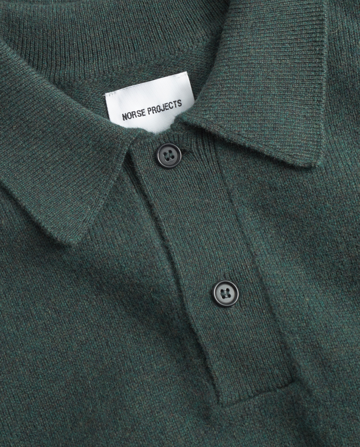 Norse Projects Standard Merino Lambswool Polo - Forrest