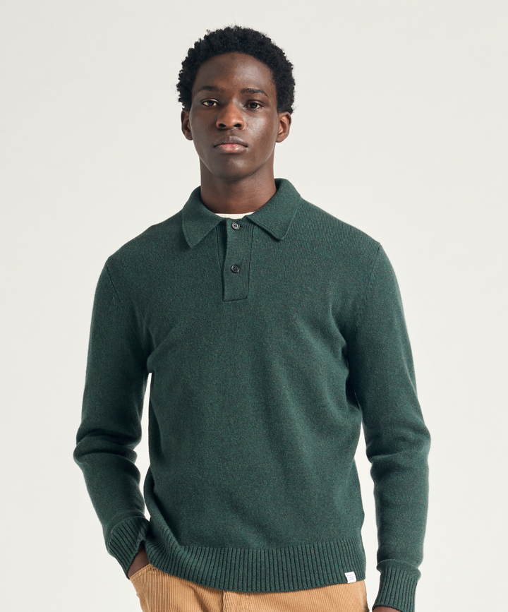 Norse Projects Standard Merino Lambswool Polo - Forrest