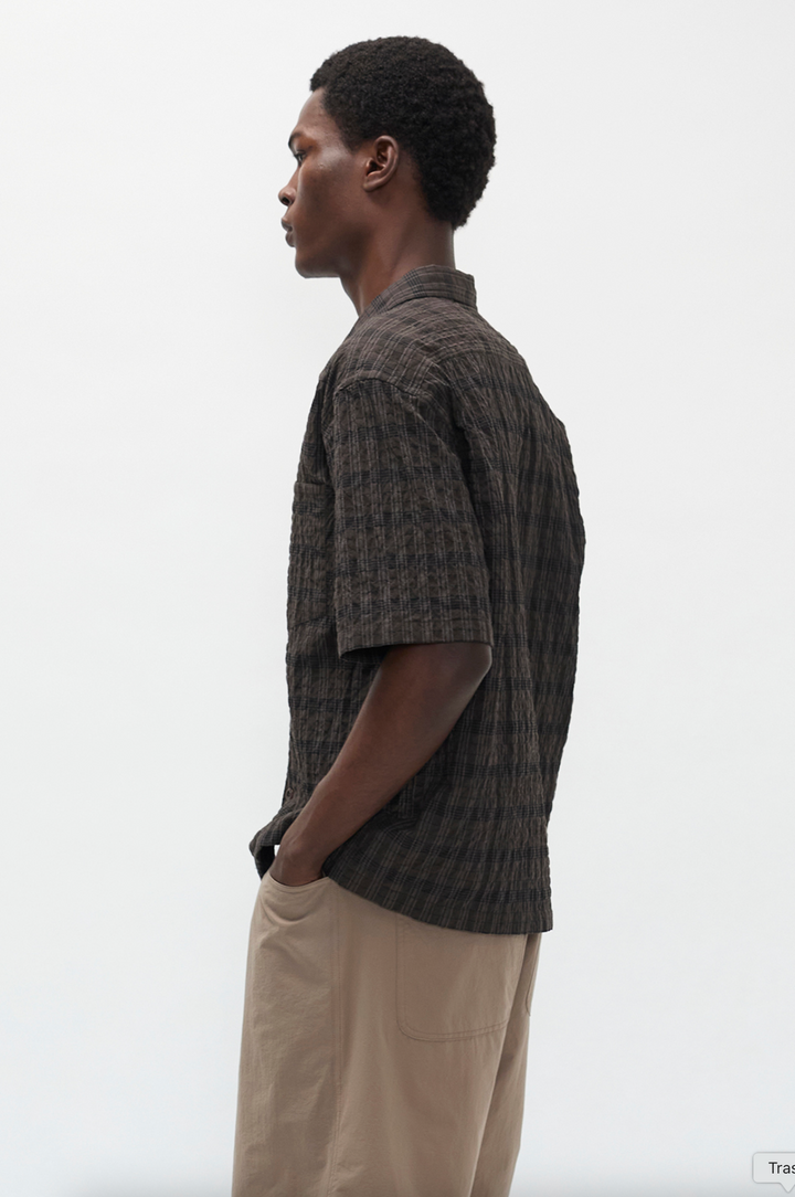 Norse Projects Mols Check Short Sleeve Camp Shirt - Delicioso Brown