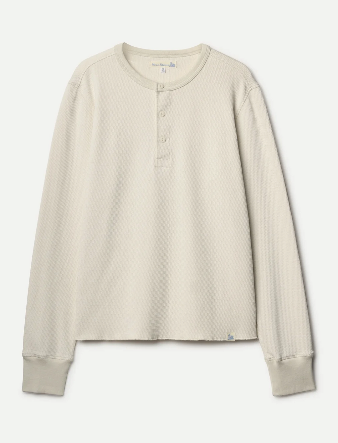 Merz b. Schwanen Diamond-Patterned Cotton Thermal Henley- Nature