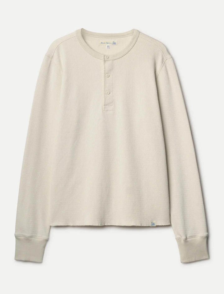 Merz b. Schwanen Diamond-Patterned Cotton Thermal Henley- Nature