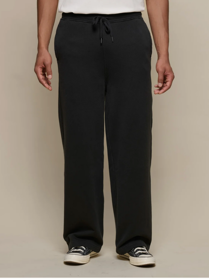Merz b. Schwanen Authentic Fleece Straight Leg Cotton Sweatpants - Deep Black