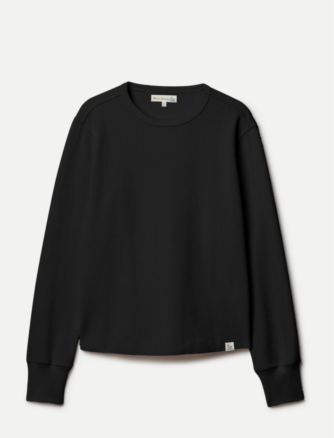 Merz b. Schwanen Diamond-Patterned Cotton Thermal Long sleeve - Deep Black