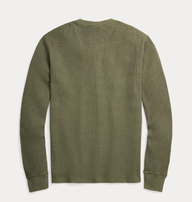 RRL Garment-Dyed Waffle-Knit Henley Shirt - Olive